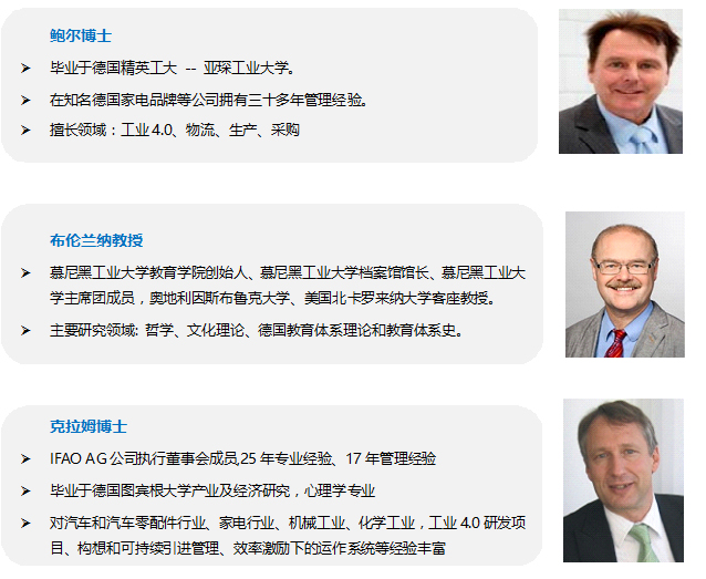 德国游学考察师资：鲍尔博士，布伦兰纳教，克拉姆博士