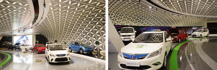 考察中国新能源生态科技馆新能源汽车展区